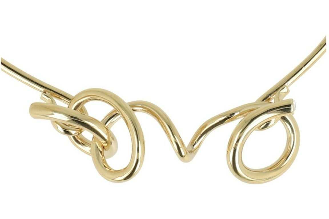 Ferragamo Sculptural Semi-Rigid Collar Gold
